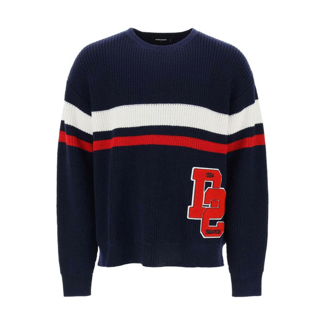 Wool Sweater With Varsity Patch DSQUARED2 JOHN JULIA.