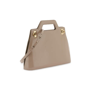 Beige 'Wanda' Top Handle Calfskin Handbag FERRAGAMO JOHN JULIA.