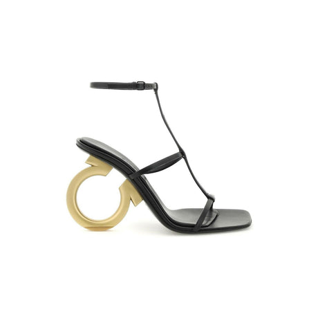 Black 'Elina' Leather Sandals FERRAGAMO JOHN JULIA.