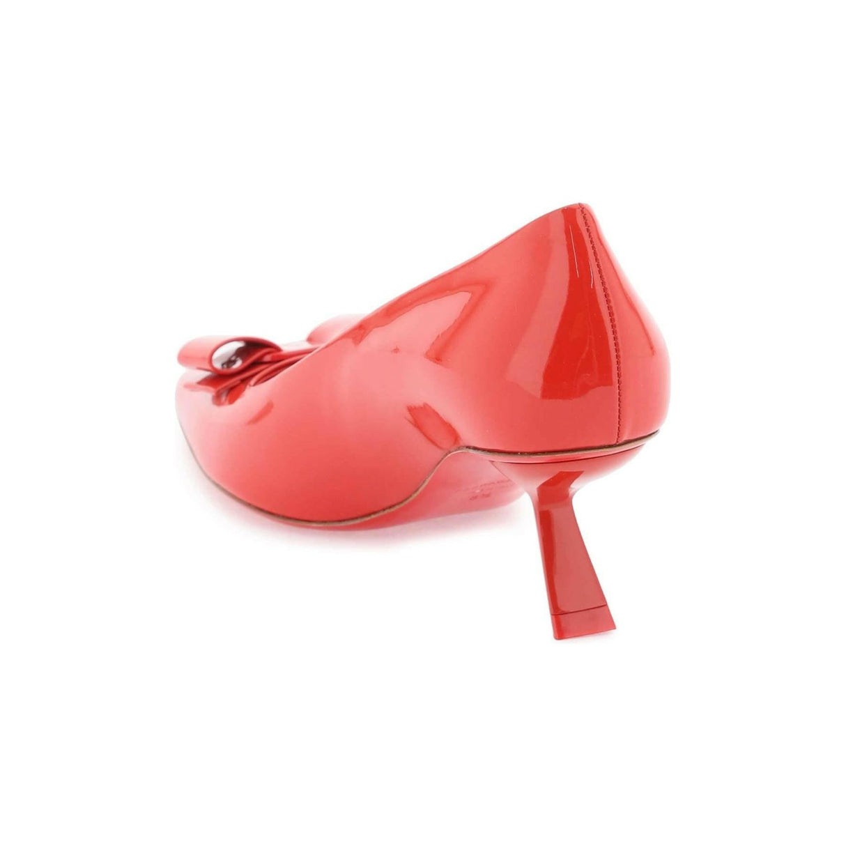 Flame Red Patent Leather Kitten Heel Vara Bow Pumps FERRAGAMO JOHN JULIA.