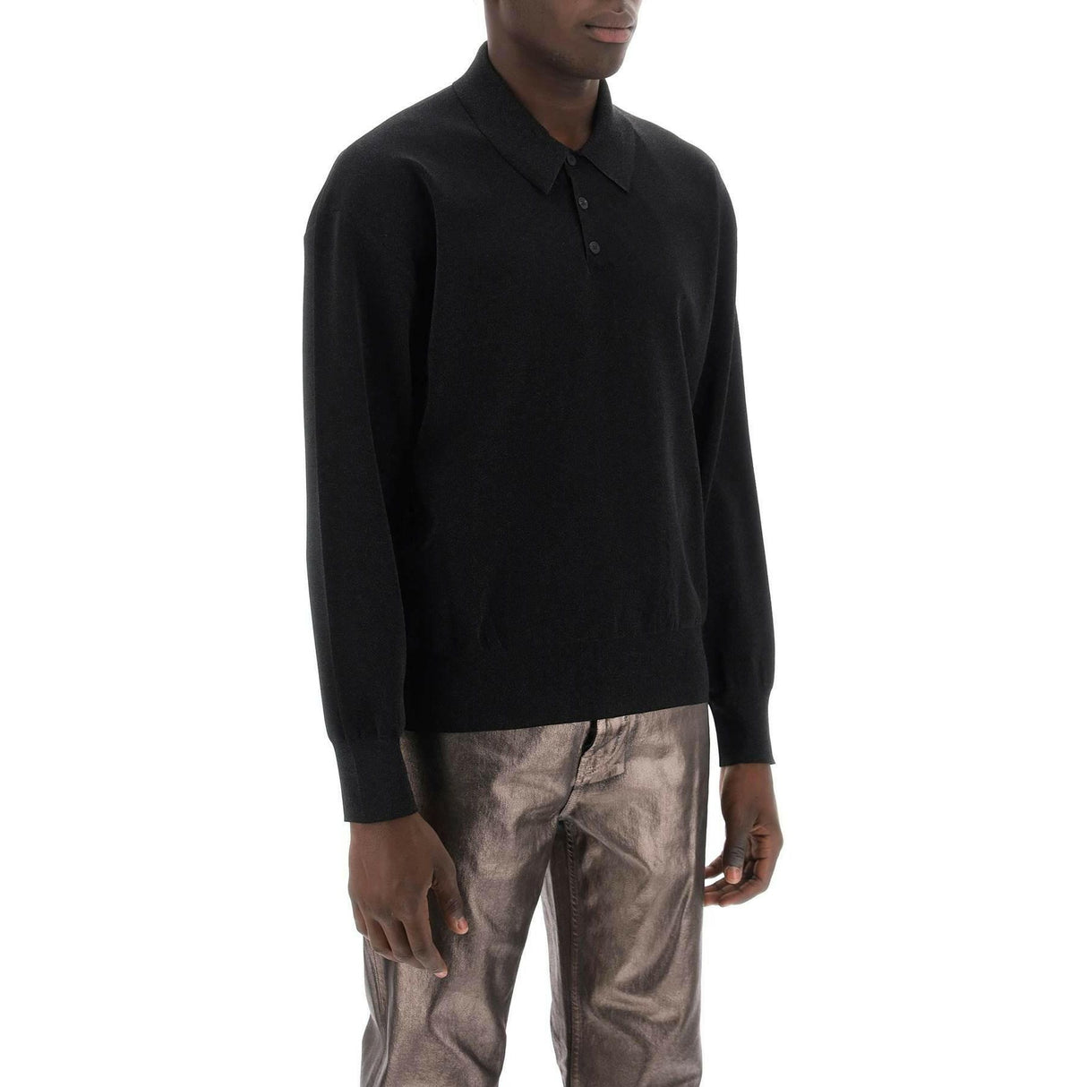 Long Sleeve Lurex Polo Shirt FERRAGAMO JOHN JULIA.