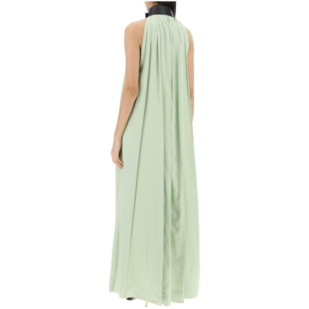 Sage Green Pleated Contrast Collar Maxi FERRAGAMO JOHN JULIA.