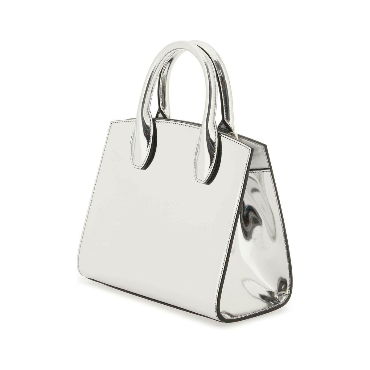 Silver Metallic Studio Box (S) Calfskin Handbag FERRAGAMO JOHN JULIA.