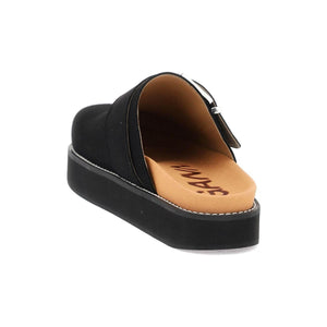 Black Faux Suede Buckle Mules GANNI JOHN JULIA.