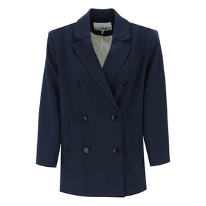 Blue Sky Captain Recycled-Blend Double-Breasted Blazer GANNI JOHN JULIA.