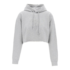 Gray Isoli Cropped Organic Cotton Hoodie GANNI JOHN JULIA.