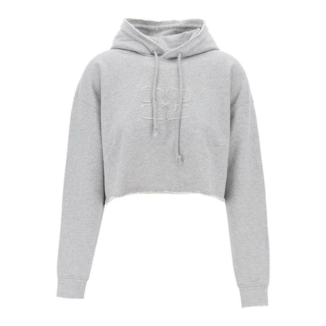 Gray Isoli Cropped Organic Cotton Hoodie GANNI JOHN JULIA.