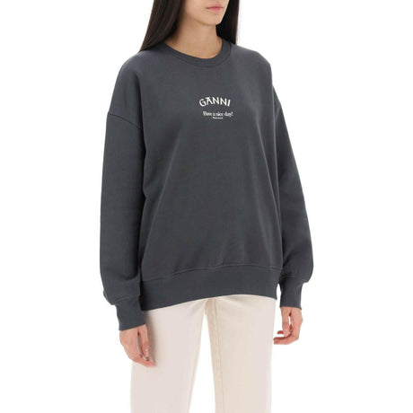 Oversized Sweatshirt With Logo Print GANNI JOHN JULIA.