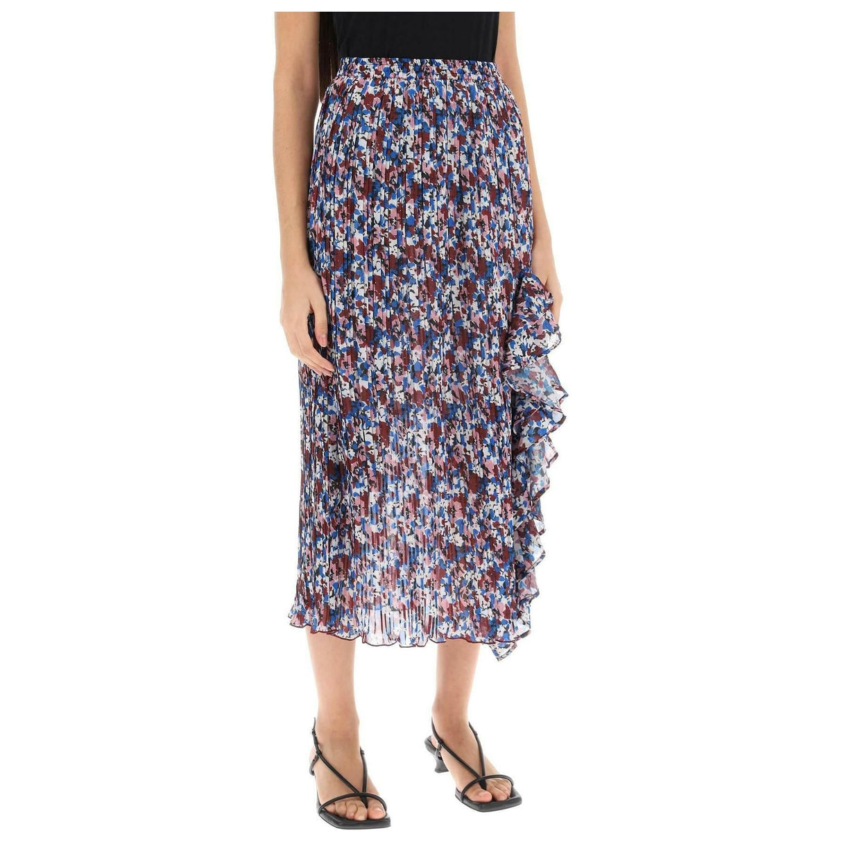 Pleated Midi Skirt With Leopard Motif GANNI JOHN JULIA.