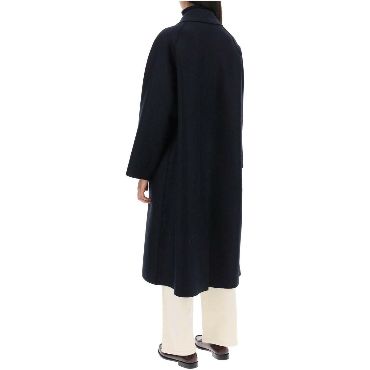 Balmacaan Coat In Pressed Wool HARRIS WHARF LONDON JOHN JULIA.