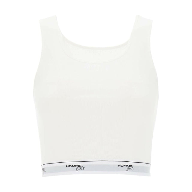 Cotton Crop Top With Logo Band HOMME GIRLS JOHN JULIA.