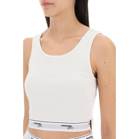 Cotton Crop Top With Logo Band HOMME GIRLS JOHN JULIA.