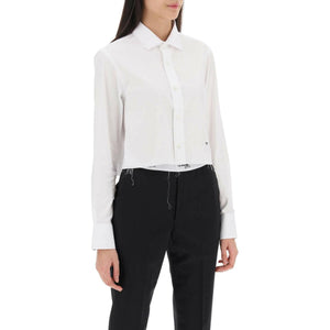 Cotton Twill Cropped Shirt HOMME GIRLS JOHN JULIA.