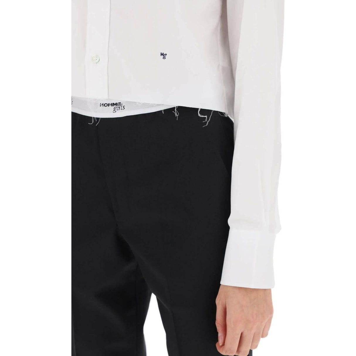 Cotton Twill Cropped Shirt HOMME GIRLS JOHN JULIA.