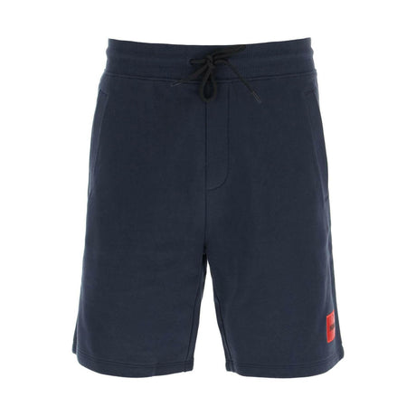 Dark Blue Diz Cotton French Terry Logo Shorts HUGO JOHN JULIA.