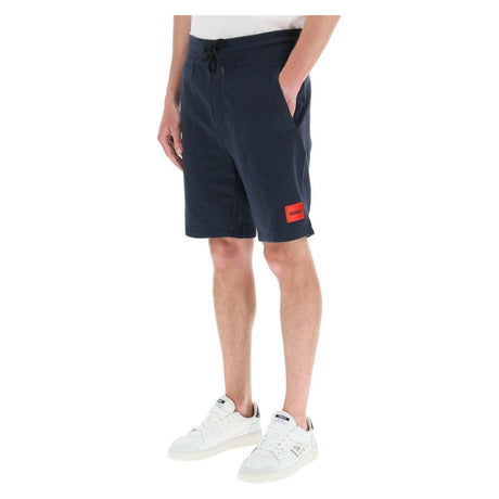 Dark Blue Diz Cotton French Terry Logo Shorts HUGO JOHN JULIA.