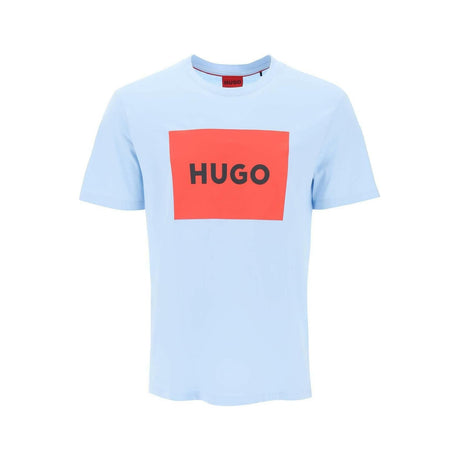 Light Pastel Blue 'Dulive' Box Logo Cotton T-Shirt HUGO JOHN JULIA.