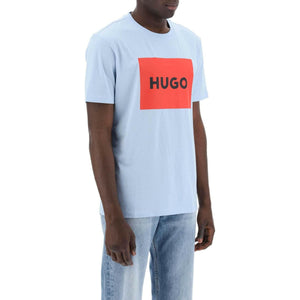 Light Pastel Blue 'Dulive' Box Logo Cotton T-Shirt HUGO JOHN JULIA.