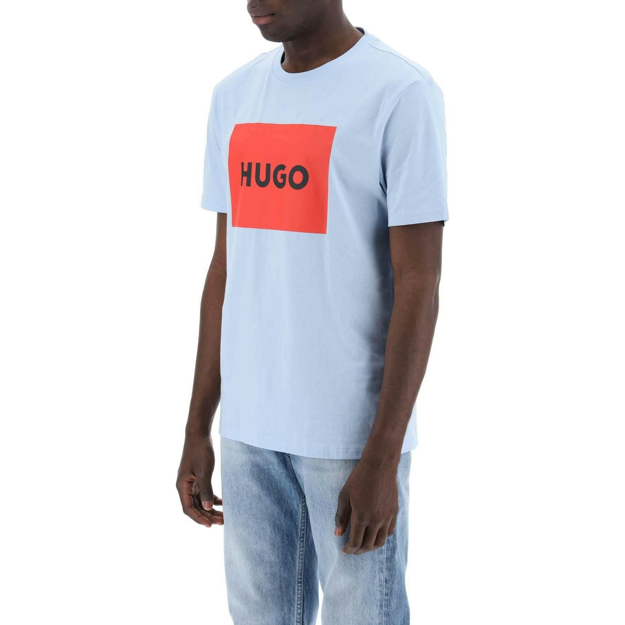 Light Pastel Blue 'Dulive' Box Logo Cotton T-Shirt HUGO JOHN JULIA.