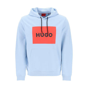 Light Pastel Blue Duratschi Box Logo Cotton Hoodie HUGO JOHN JULIA.