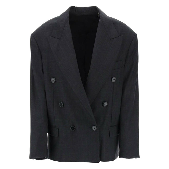 Anthracite Gray 'Klero' Double-Breasted Wool Blazer ISABEL MARANT JOHN JULIA.