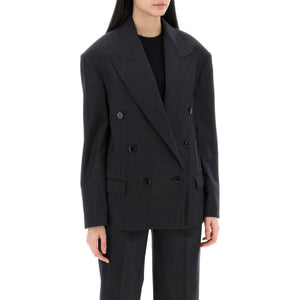 Anthracite Gray 'Klero' Double-Breasted Wool Blazer ISABEL MARANT JOHN JULIA.