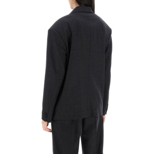 Anthracite Gray 'Klero' Double-Breasted Wool Blazer ISABEL MARANT JOHN JULIA.