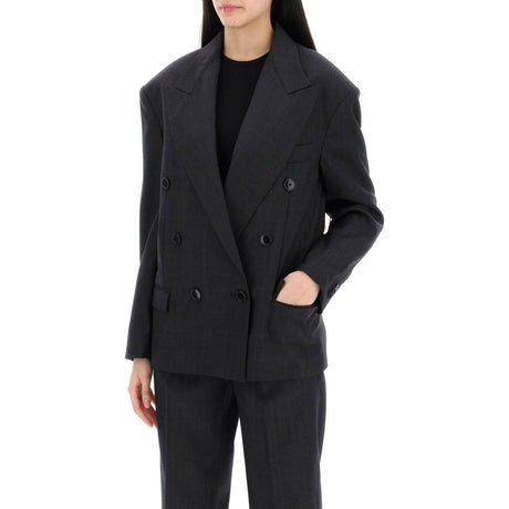 Anthracite Gray 'Klero' Double-Breasted Wool Blazer ISABEL MARANT JOHN JULIA.