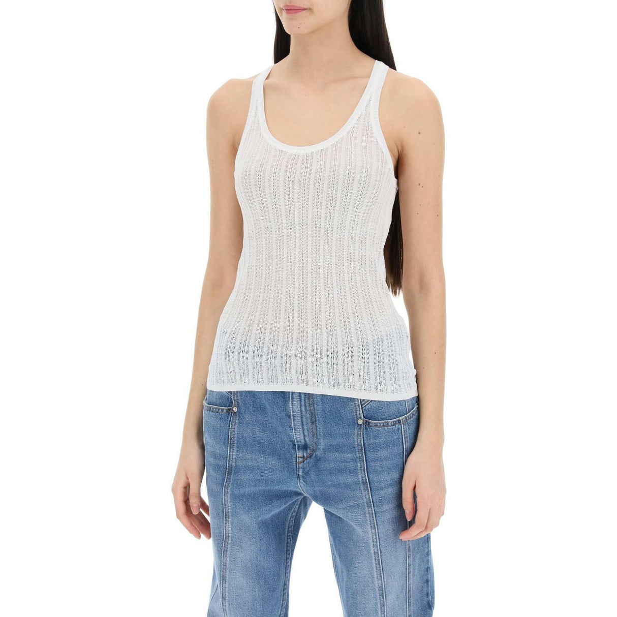 White Lightweight Ribbed Viscose-Blend Tank Top ISABEL MARANT JOHN JULIA.