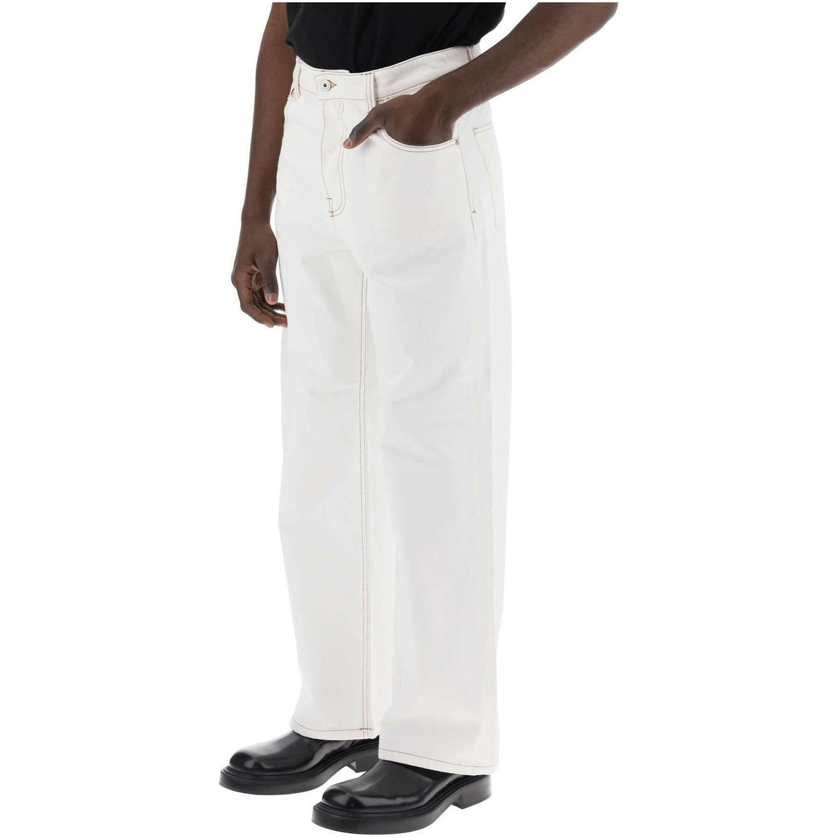 Off-White Tabac 'Le De Nîmes Large' Regenerative Cotton Jeans JACQUEMUS JOHN JULIA.