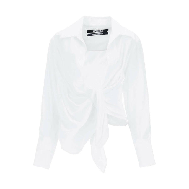 White 'Bahia' Tied Sash Blouse JACQUEMUS JOHN JULIA.