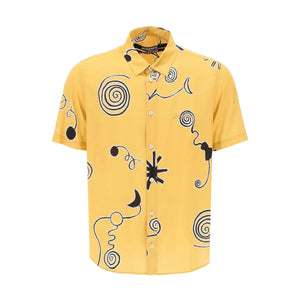 Yellow 'La Chemise Melo' Short-Sleeve Printed Shirt in Arty Spiral JACQUEMUS JOHN JULIA.