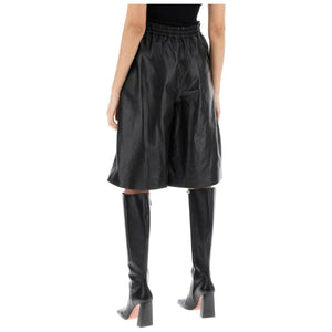 Black Nappa Leather Drawstring Shorts JIL SANDER JOHN JULIA.