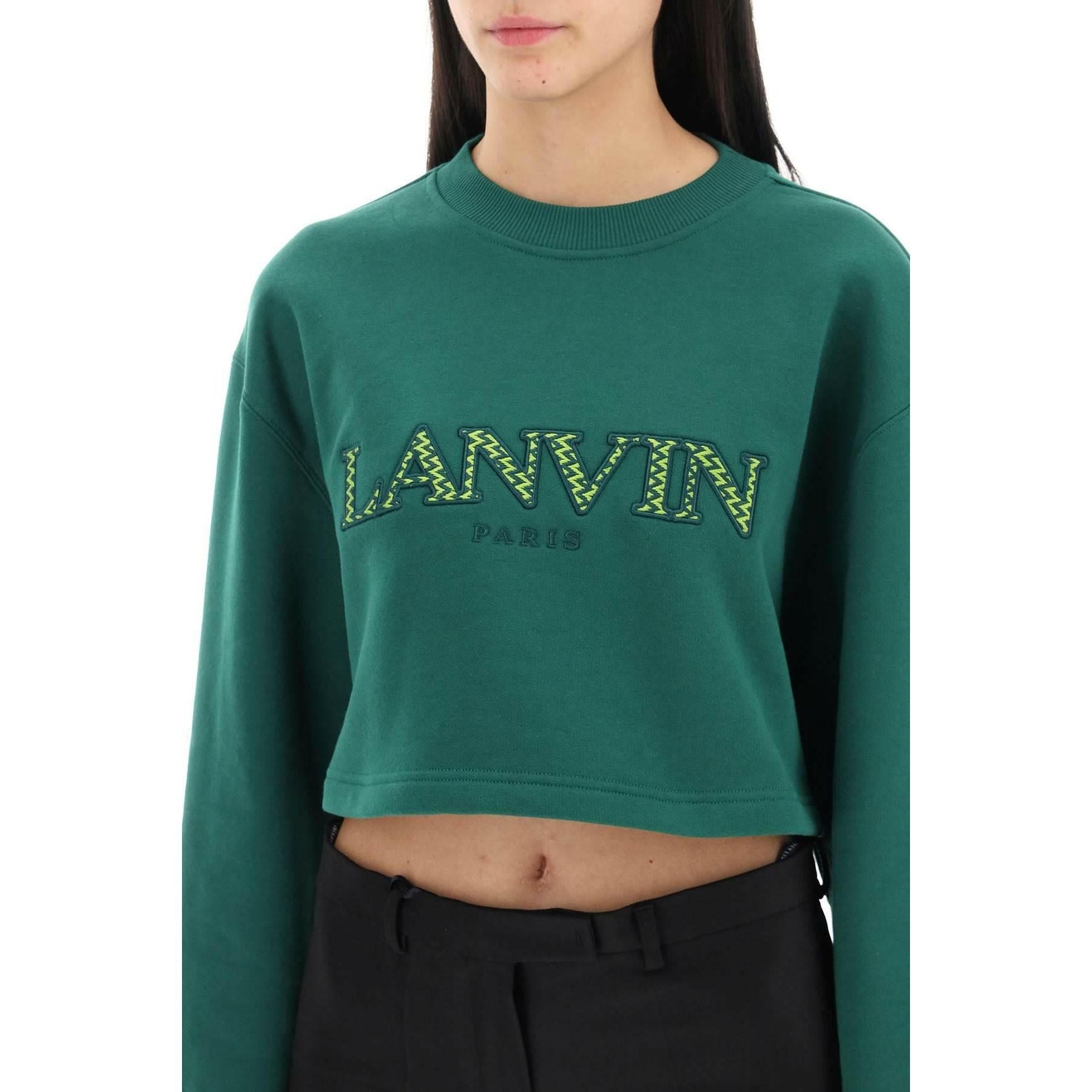 Cropped Sweatshirt With Embroidered Logo Patch LANVIN JOHN JULIA.