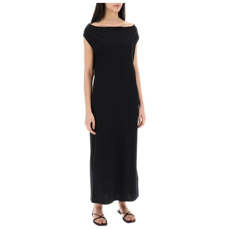 Black 'Martial' Long Organic Cotton Dress LOULOU STUDIO JOHN JULIA.