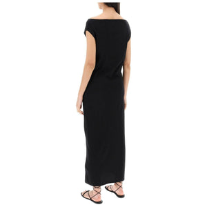 Black 'Martial' Long Organic Cotton Dress LOULOU STUDIO JOHN JULIA.