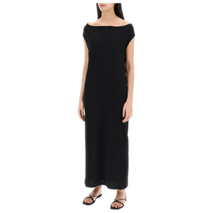 Black 'Martial' Long Organic Cotton Dress LOULOU STUDIO JOHN JULIA.