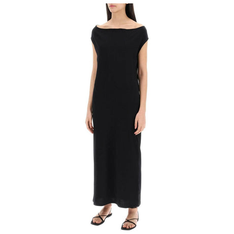 Black 'Martial' Long Organic Cotton Dress LOULOU STUDIO JOHN JULIA.