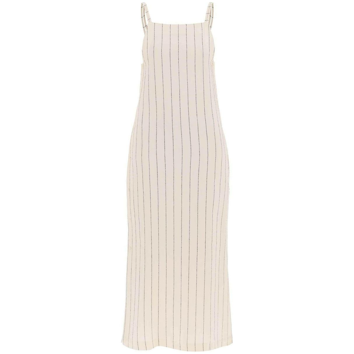 Ivory and Black Striped Linen-Blend Dress LOULOU STUDIO JOHN JULIA.