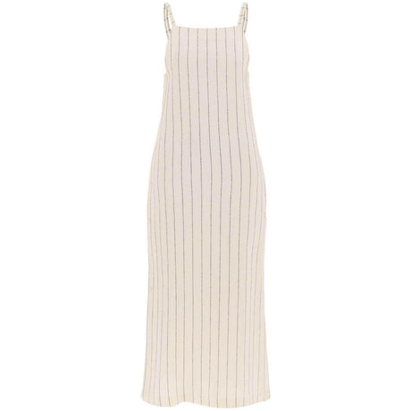 Ivory and Black Striped Linen-Blend Dress LOULOU STUDIO JOHN JULIA.