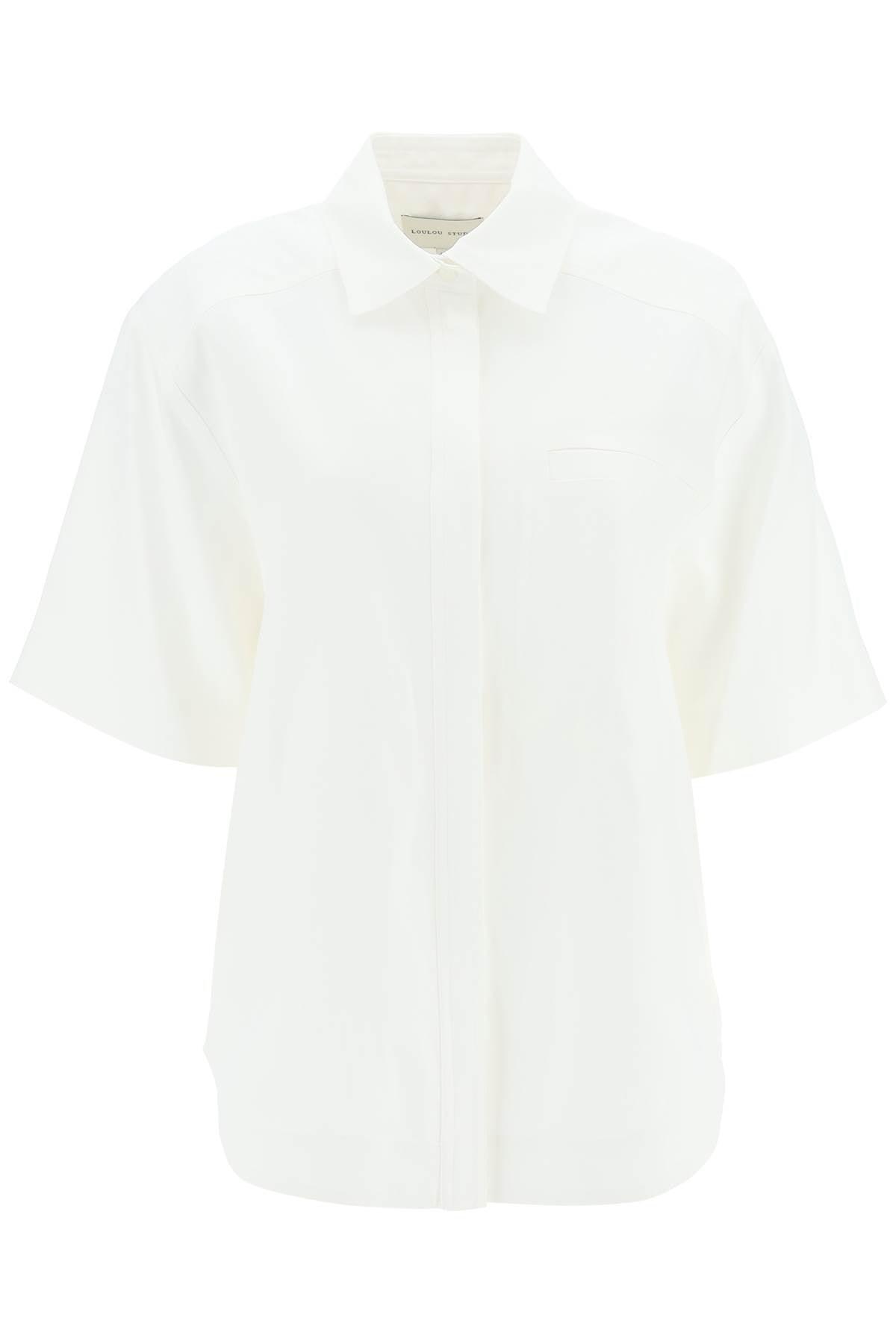 Loulou Studio Oversized Viscose And Linen Short Sleeved Shirt - JOHN JULIA