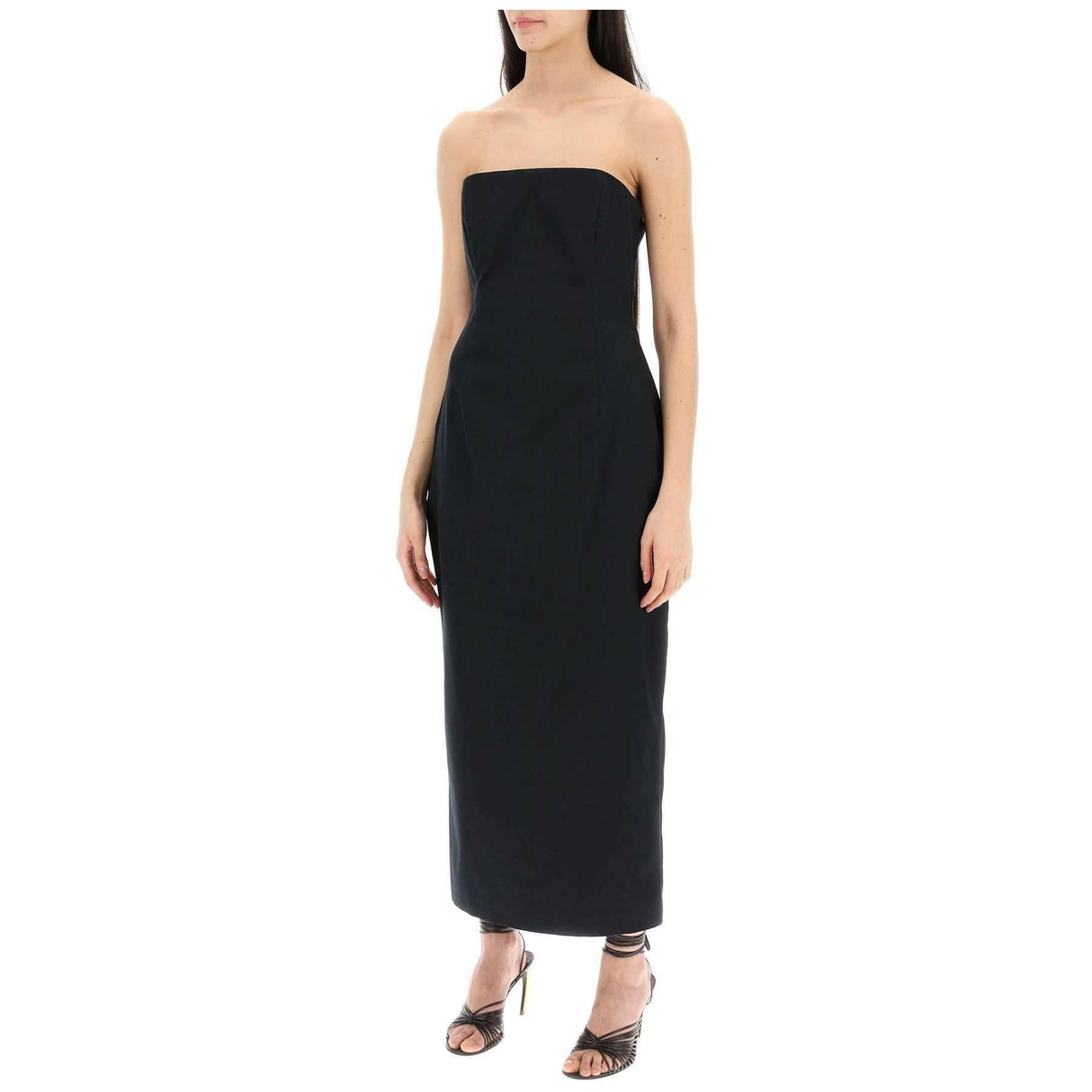 Black Cotton Poplin Hourglass Bustier Midi Dress MAGDA BUTRYM JOHN JULIA.