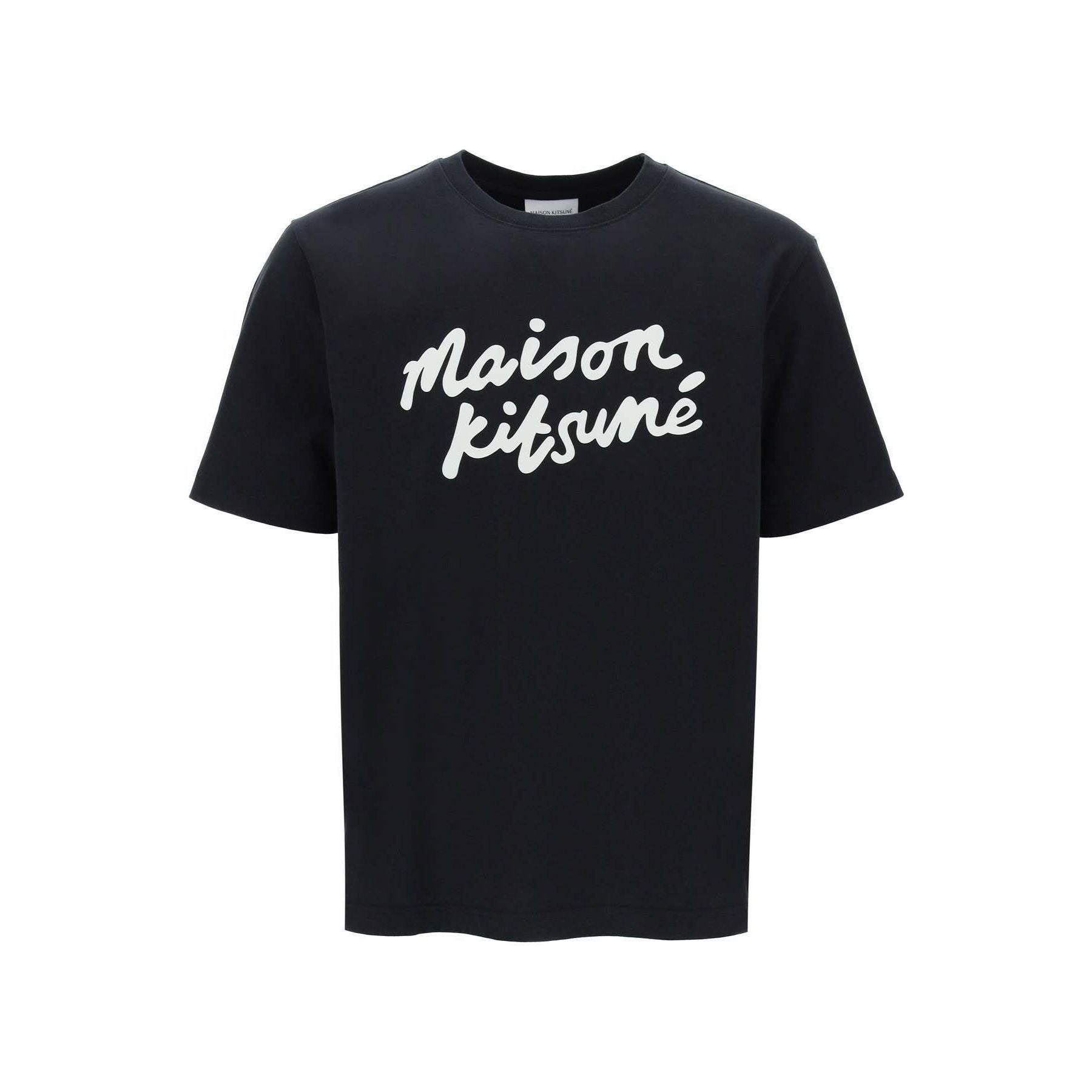 Black Cotton Handwriting Print Comfort T-shirt MAISON KITSUNE JOHN JULIA.