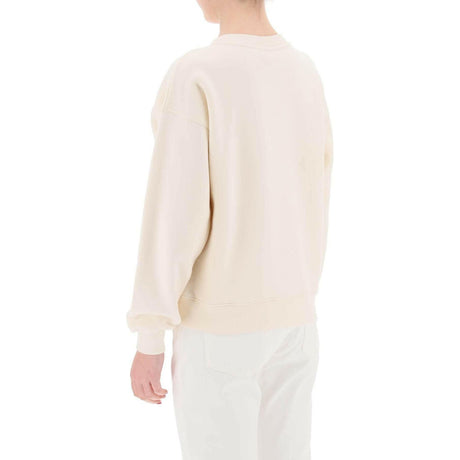 Brushed Cotton Embroidered Logo Crewneck Sweater MAISON KITSUNE JOHN JULIA.