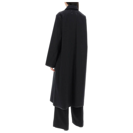 Black Cotton Coat With Laminated Trim Details MAISON MARGIELA JOHN JULIA.