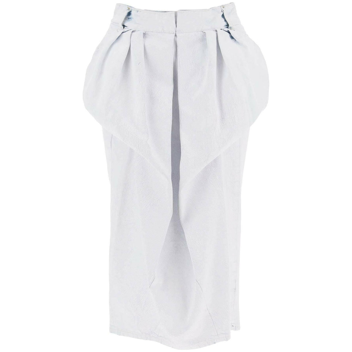 White Coated Denim Ruched Midi Skirt MAISON MARGIELA JOHN JULIA.