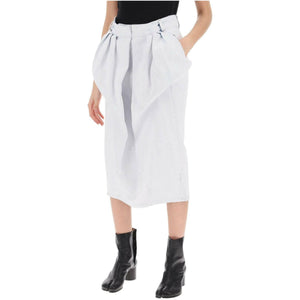 White Coated Denim Ruched Midi Skirt MAISON MARGIELA JOHN JULIA.