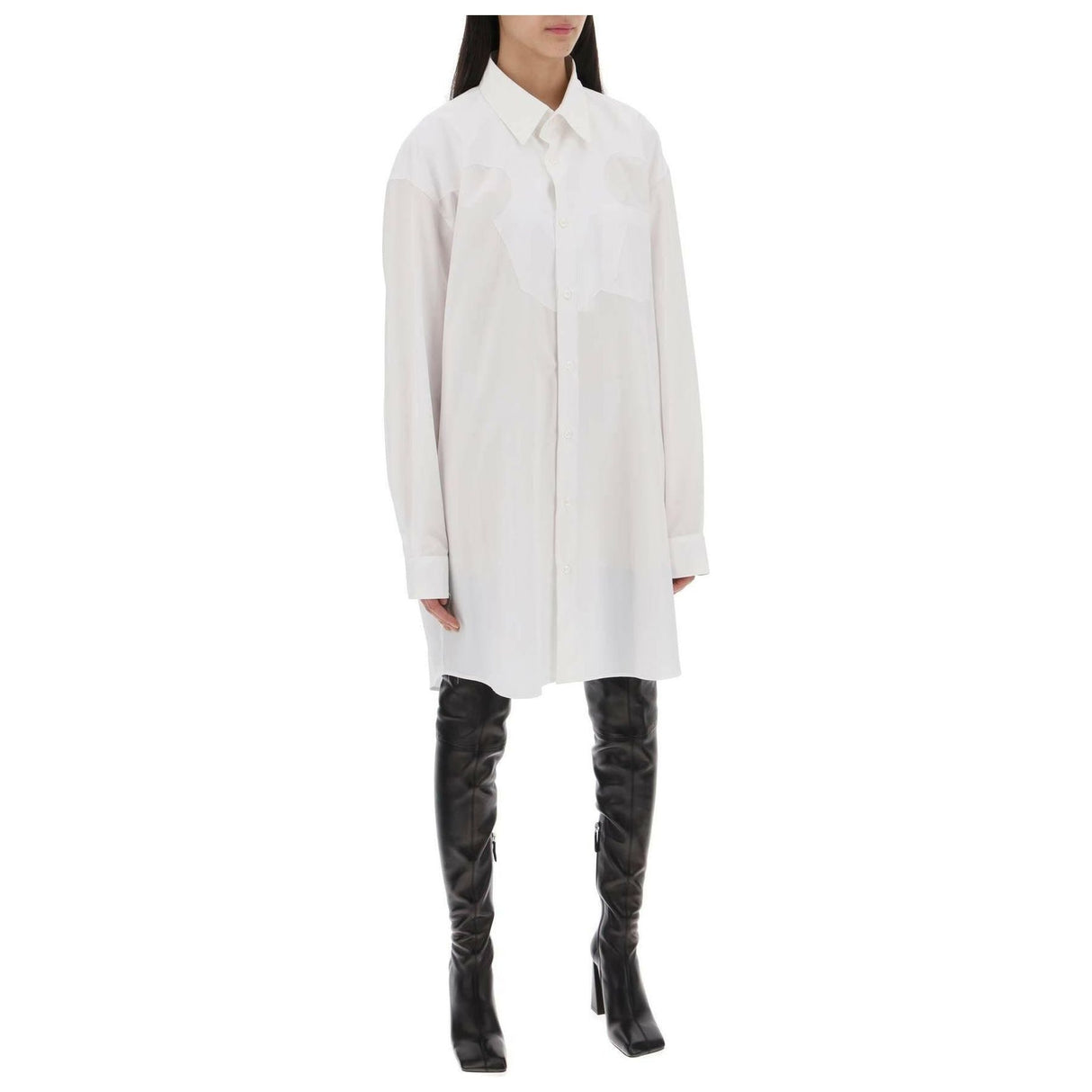 White Cotton Poplin Western Yoke Shirt Dress MAISON MARGIELA JOHN JULIA.