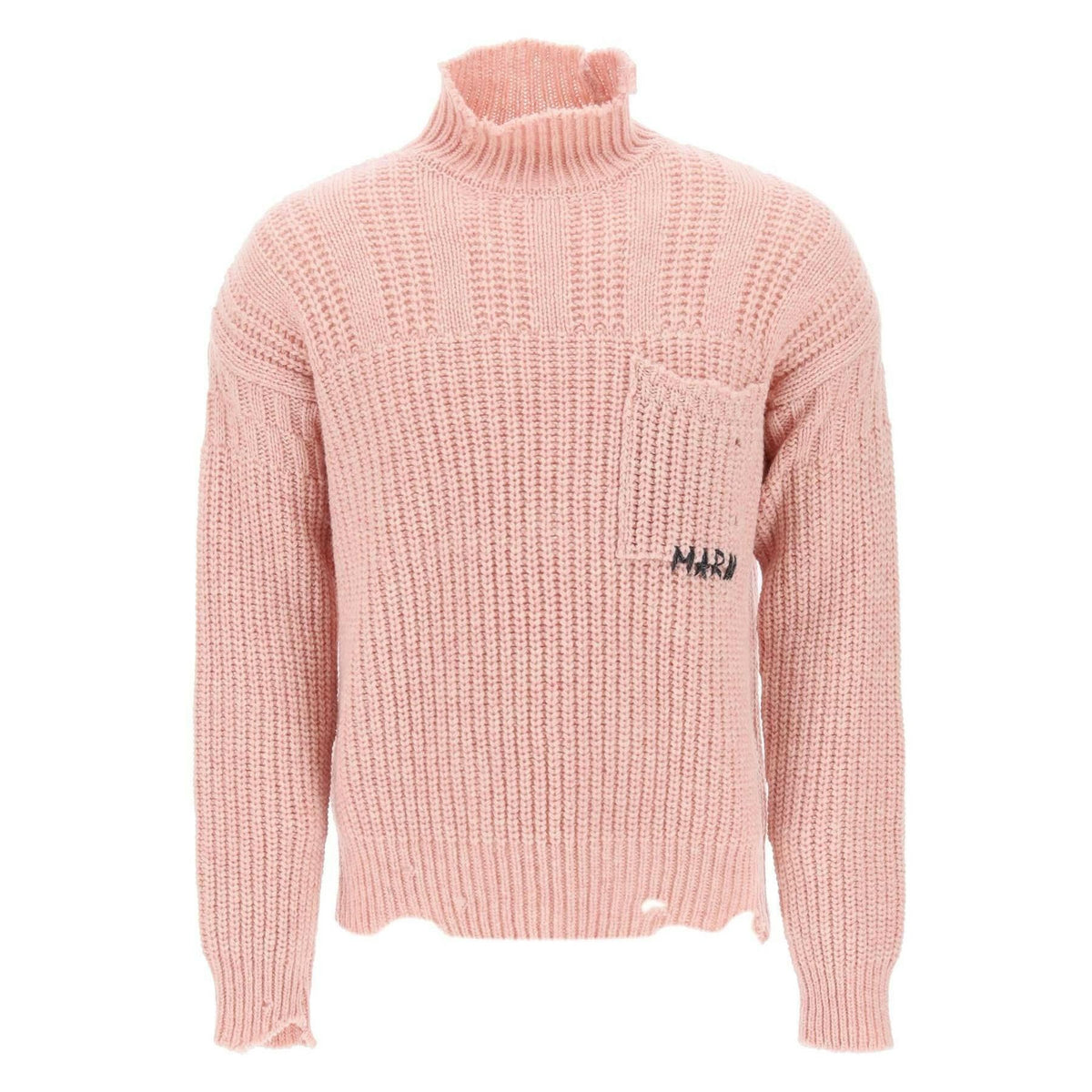 Marni Funnel Neck Sweater In Destroyed Effect Wool - JOHN JULIA
