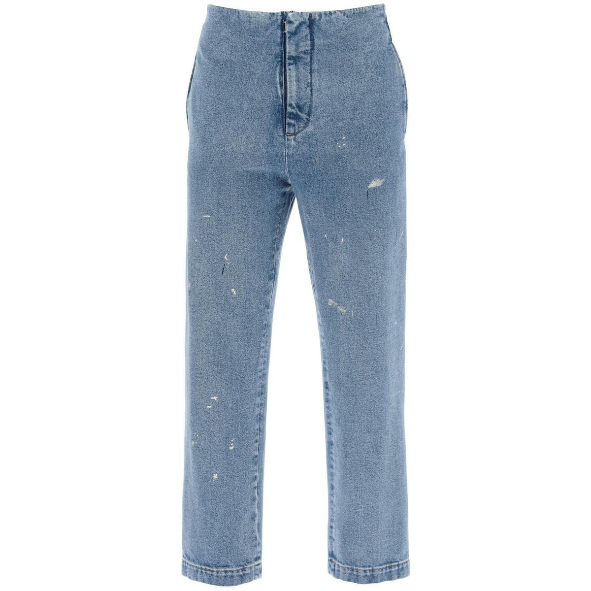 Blue Cotton Straight-Leg No Waistband Jeans MM6 MAISON MARGIELA JOHN JULIA.